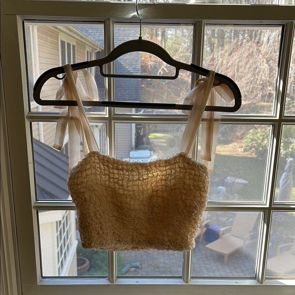 Elegant Cream Textured Women's Top